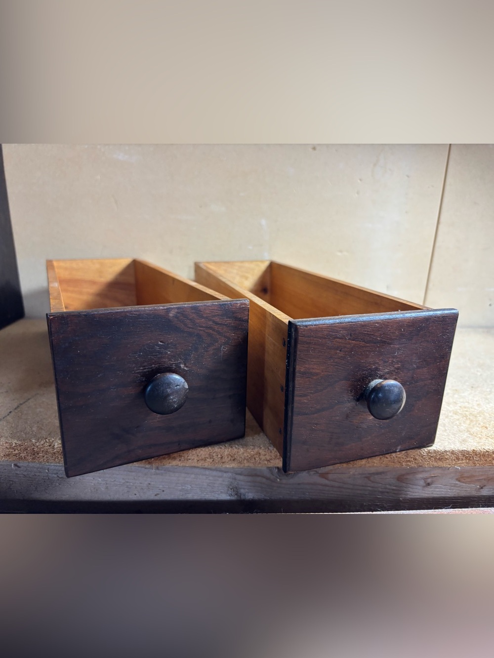 Set of 2 vintage sewing machine drawers